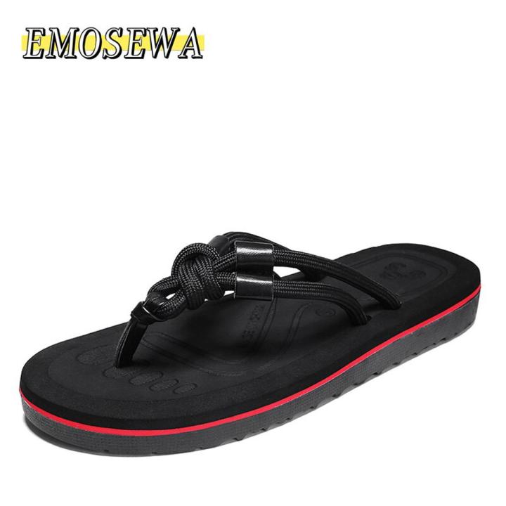 EMOSEWA Brand New Summer Cool Flip Flops Men High Quality Soft Beach Slippers Fashion Man Indoor Shoes Mules Zapatos Hombre