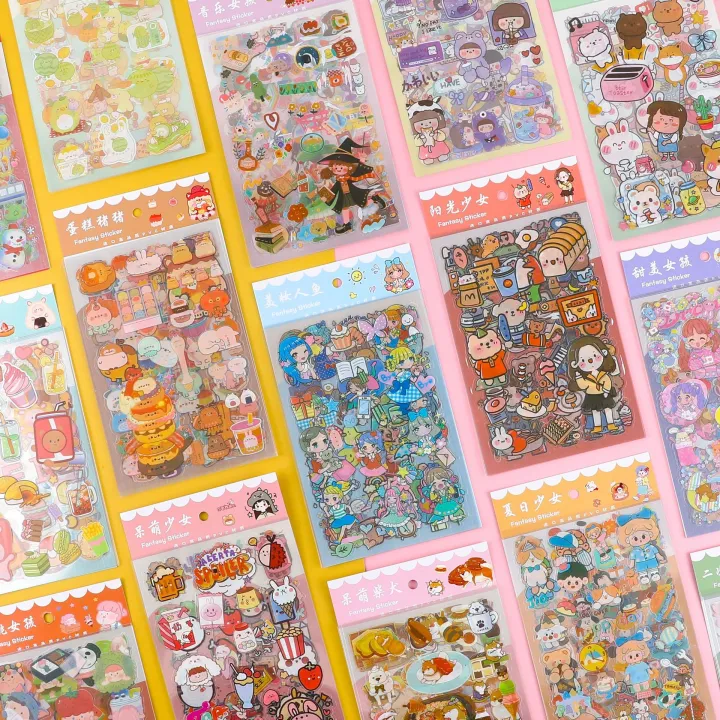 6%20Sheets%20Cute%20Cartoon%20Series%20Waterproof%20PVC%20Stickers%20Transparent%20Kawaii%20Album%20Diary%20Journal%20Decorative%20Crafts%20Scrapbooking%20DIY%20Sticker%20Gift%20-%20Image%202