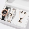 Artificial Leather Watch & Butterfly Jewelry Sets For Women Gift Item.
