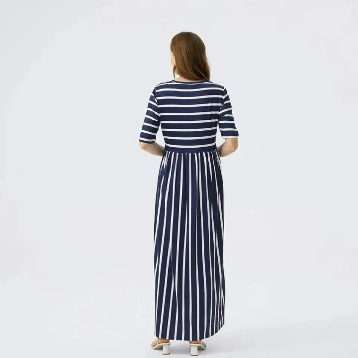 Pregnancy%20Clothes%20Spring%20and%20Summer%20New%20Fashion%20Maternity%20Wear%20Striped%20Round%20Neck%20Breast-feeding%20Dress%20Maternity%20Maxi%20Dress%20-%20Image%202