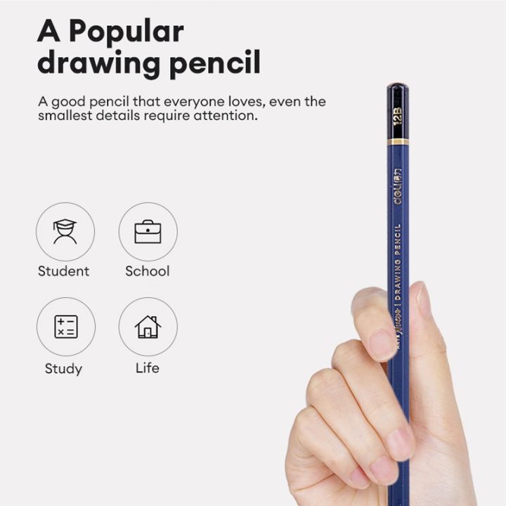 Deli%20S999-H%20Sketching%20Pencil%20Premium%20Quality%20Pack%20of%2012%20Pcs%20-%20Image%202