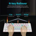 HXSJ V900 Wired 61 Keys Compact Mechanical Keyboard RGB Backlit Keyboard N-key Rollover Blue Switch Double Shot Keycaps, White. 