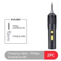 （New）Portable Cordle Electric crewdriver Kit Repair Power Tool UB Rechargeable Electric Drill crewdriver et Houehold Maintenance Button color is random. 