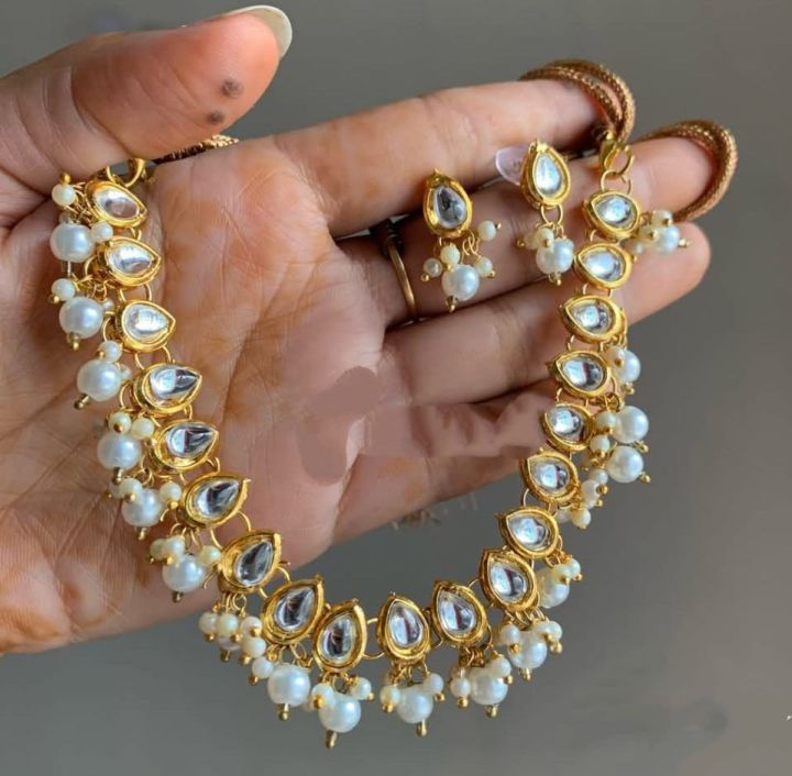 Indian%20Jewelry%20Necklaces%20Earrings%20Tikli%20Set%20Pearl%20Choker%20Wedding%20Bridal%20Women%20Necklace%20-%20Image%202