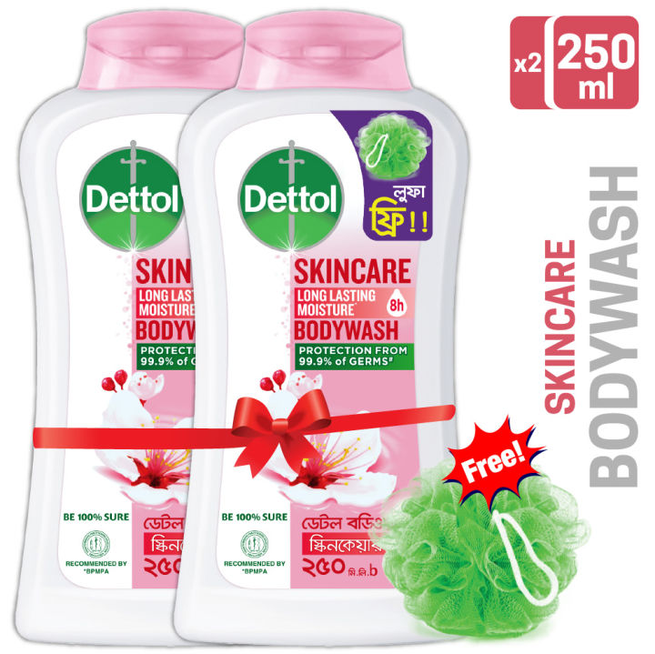 Buy 2 Get 100tk Off - Dettol Body Wash Shower Gel Skincare Rose & Sakura Blossom with 8 Hour Lasting Moisture 250ml
