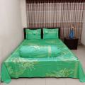 Cotton Fabric (সুতি কাপড়) Printed 7.5 by 8 Feet Double King Size Bedsheet Set with Two Pillow Covers.