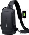 Anti-theft Travel Bag Male USB Charging Chest Bag Pack Multifunction Patent Leather Chest Bag Men Waterproof Men Crossbody Bag.. 