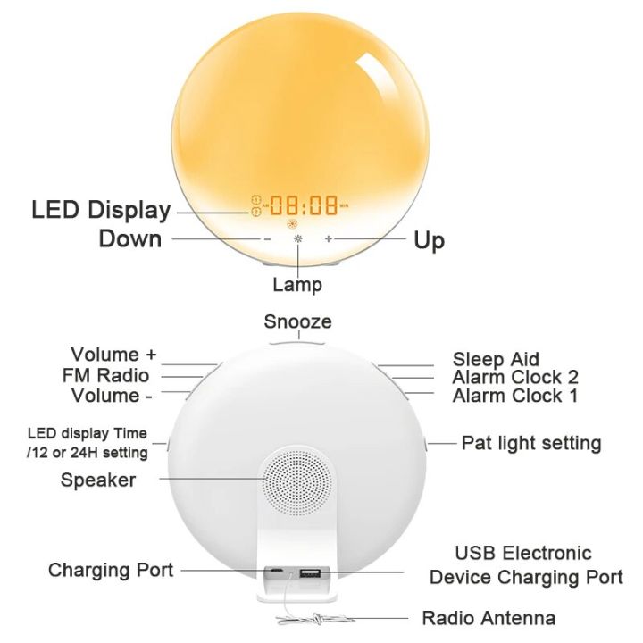 Nature%20Wake%20Up%20Light%20Alarm%20Clock%20with%20Sunrise/Sunset%20Simulation%20Dual%20Alarms%20FM%20Radio%20Snooze%20LED%20Atmosphere%20Night%20Light%20-%20Image%207