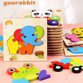 Wooden Puzzle Animal Shape Color Montessori Toy, Fine Motor Skill Early Learning Preschool Educational Gift Game for Years Old Kids. 