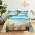 Sandy Beach Bedding Sheet Home Digital Printing Polyester Bed Flat Sheet With Pillowcase Print Bed Sheet.