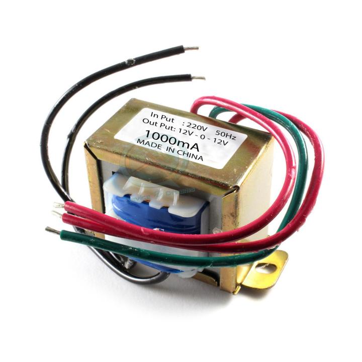 12V-0-12V 1A Power Transformer (Input: 220V/50Hz - Output: 12V-0-12V 1000mA)