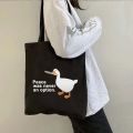 Funny Honk Untitled Goose Game Lovely Meme Duck Cute Cartoon Animal Shoulder Canvas Tote Bag Harajuku Shopping Shopper Handbags.