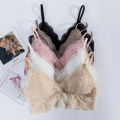 Fimage Youzhi French Style Lace Triangle Cup Thin Bra Silk Wireless Underwear Women's Sexy Beauty Back Bra.