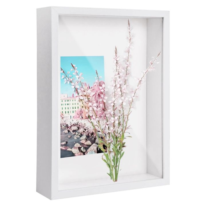 Shadow Box A4, 5CM Deep Box Photo Frame for Tabletop and Wall,3D Picture Frame Display Box for Crafts Memorabilia White