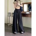 Deeptown Elegant Classic Formal Suit Pants Women Loose Vintage Korean Style Pleated Old Money Wide Baggy Palazzo Office Trousers. 