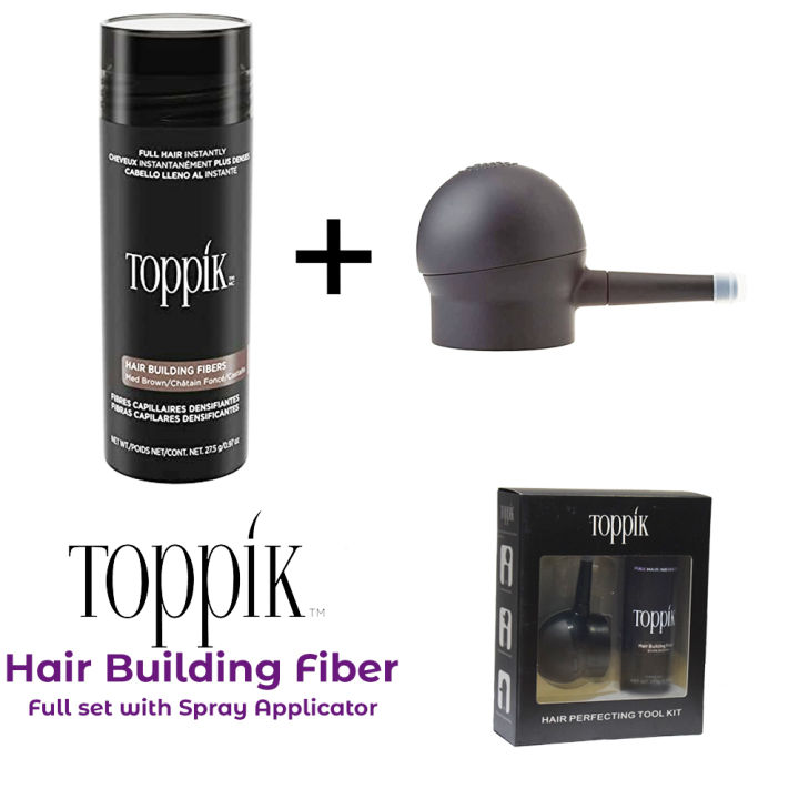 Toppik Hair Fiber Black Set 27.5g Hair Fiber+ Spray Applicator | Daraz ...