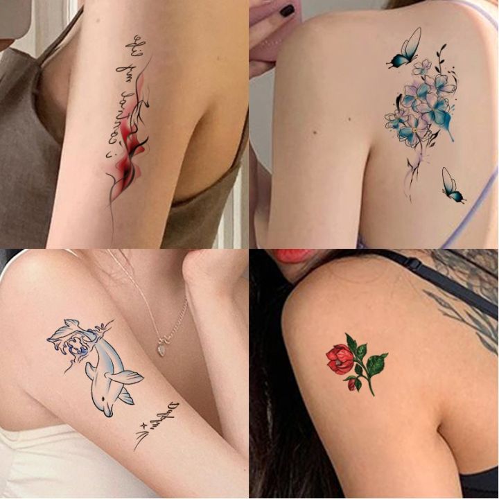 Waterproof Tattoo Sticker Fashion Flowers Tattoo Women Temporary Black Tattoo Sticker Body Art Tattoo Sticker
