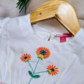 Premium Quality Baby Girls Dress For 1 to 3 Years | Floral Embroidered Elastic Waist Half Sleeve Dress. 