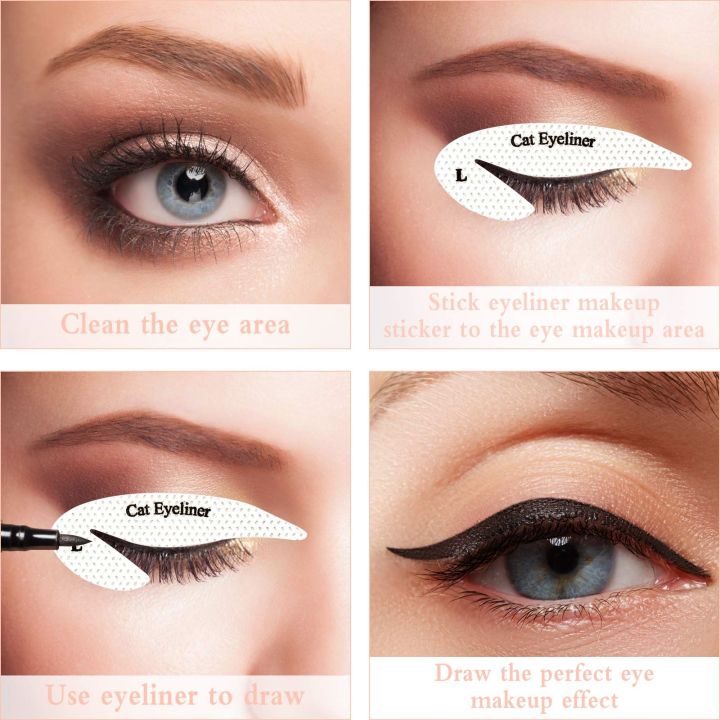 72 PCS Cat Eyeliner Stencil, Eyeliner Stamp Eyeliner Stickers Eyeshadow Stencil Eyeshadow Stickers Eyeliner Stencil Sticker Template for Smokey Eyes or Winged Quick Cat Eye Makeup Tool for Beginners
