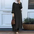 2-Piece Islamic Dress Set - Solid Arabic Blouse and Pants Jumpsuit for Modest Women. 