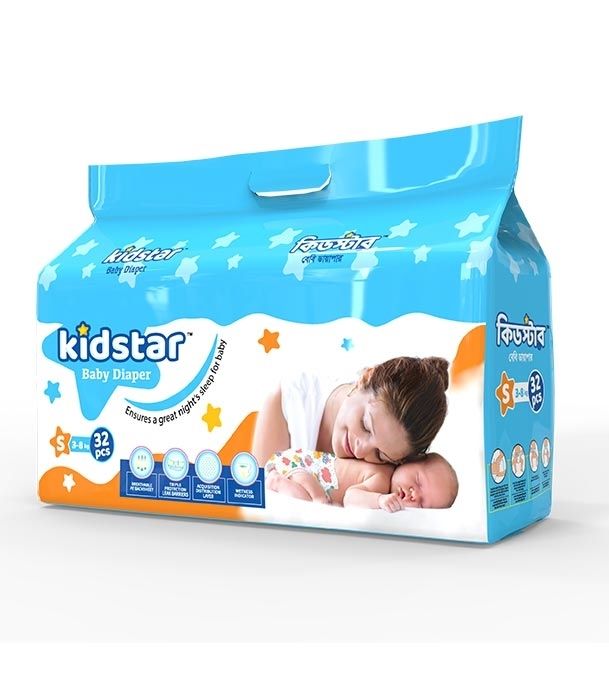 Kidstar Baby Diaper Small 3-8kg 32pcs