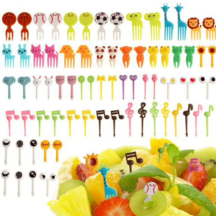 【Free shipping】 Animal Fruit Fork Food Grade Plastic Mini Cartoon Kids Cake Fruit Toothpick Bento Lunch Bento Accessories Party Decoration Gift