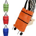 【Hey my home】Folding Shopping Bags Wheels Organizer Trolley Bag On Bags Portable Shopping Wear Resistant. 