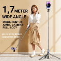 5.7 Feet / 1.7 Meter Long 4 in 1 Selfie Stick Foldable Portable Wireless Selfie Stick with LED Fill Light & Bluetooth Remote Control Shutter DSLR Go Pro Camera Ringlight Camera Mount - Tripod.