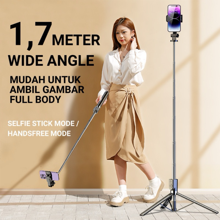 5.7 Feet / 1.7 Meter Long 4 in 1 Selfie Stick Foldable Portable Wireless Selfie Stick with LED Fill Light & Bluetooth Remote Control Shutter DSLR Go Pro Camera Ringlight Camera Mount - Tripod
