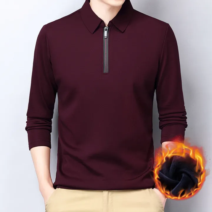 Fall%20and%20Winter%20Fleece%20Long%20Sleeve%20T-Shirt%20Men's%20Business%20Casual%20Roll-Neck%20Men's%20Polo%20Shirt%20Half-Zip%20Underwear%20Base%20Layer%20-%20Image%203