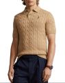 Ralph Lauren Cable-Knit Cotton Polo Sweater โ Beige.