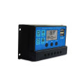 100A Solar Charge Controller, Solar Panel Controller 12V/24V Adjustable LCD Display Solar Panel Batter-ys Regulator with Dual USB Port.