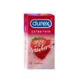 Durex Extra Thin Wild Strawberry Flavored Condom for Men 12pcs Pack | India.