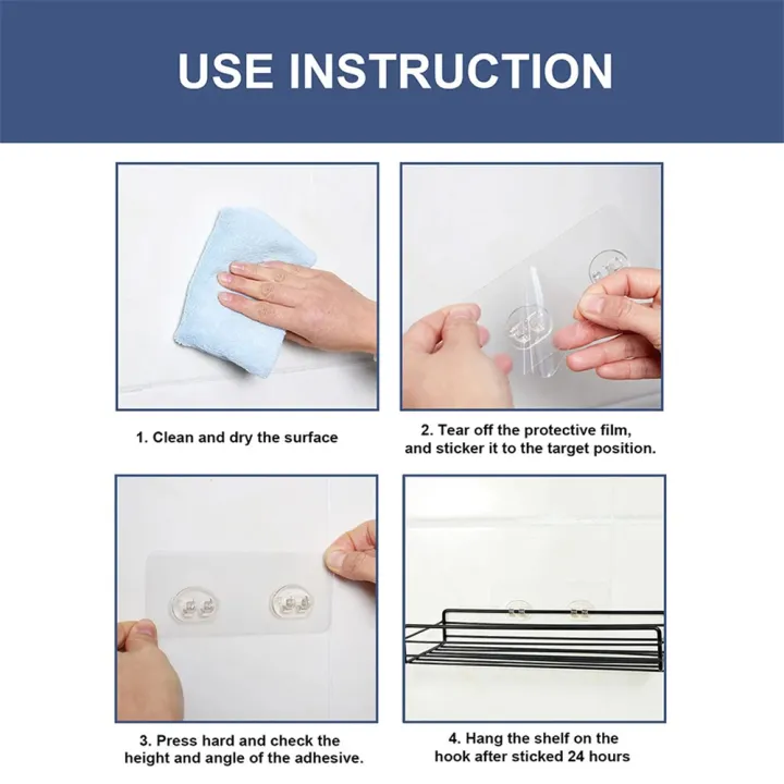 Adhesive%20Hook%20Replacement%20Strong%20Sticker%20Hook%20for%20Bathroom%20Corner%20Shelf%20Soap%20Dish%20No%20Drilling%20Organizer%20New%205/10PCS%20Shower%20Caddy%20-%20Image%204
