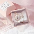 J047 Cute girly watch Korean version simple literature and art small fresh white with ins girls junior high school students Japanese cherry blossom powder.