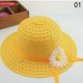 Girls Kids Straw Hat Cute Flower Summer Beach Outdoor Sun Hat.