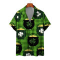 Hawaii Men's Beach Shirts Men Women Couple's Shirt Four-leaf Clover 3d Printed Lapel Short Sleeve Shirt Floral Shirts Tops.