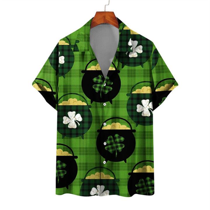 Hawaii%20Men's%20Beach%20Shirts%20Men%20Women%20Couple's%20Shirt%20Four-leaf%20Clover%203d%20Printed%20Lapel%20Short%20Sleeve%20Shirt%20Floral%20Shirts%20Tops%20-%20Image%202