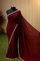 Georgette High Quality Stylish Lase Fitting And stone work Saree. Saree with unstitched Blouse for Women. 