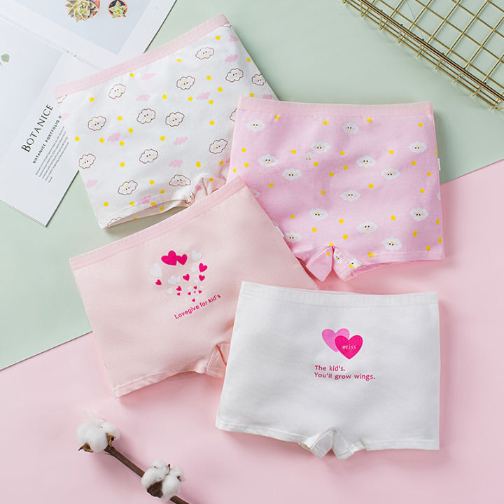 Girls'%20Four-Pack%20BriefsaClass%20Children's%20Underwear%205ADouble%20Antibacterial%20Cartoon%20Cotton%20Flat%20Shorts%20Wholesale%20-%20Image%202