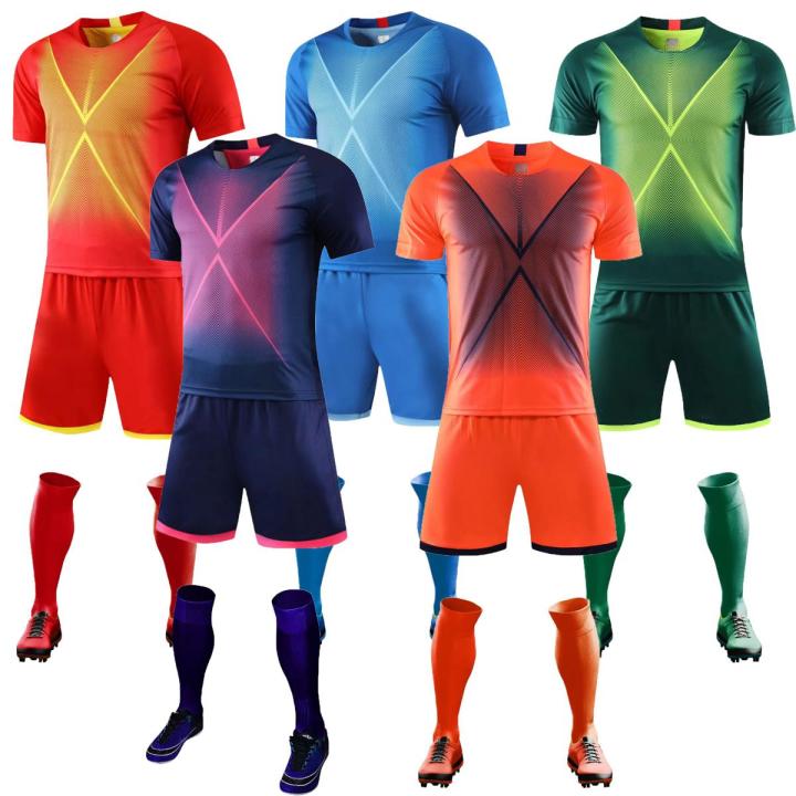 2020 New Kids Men Soccer jerseys Set Boys Short Sleeve Football Training Suit Football Jersey Set Sportswear Uniforms DIY Print