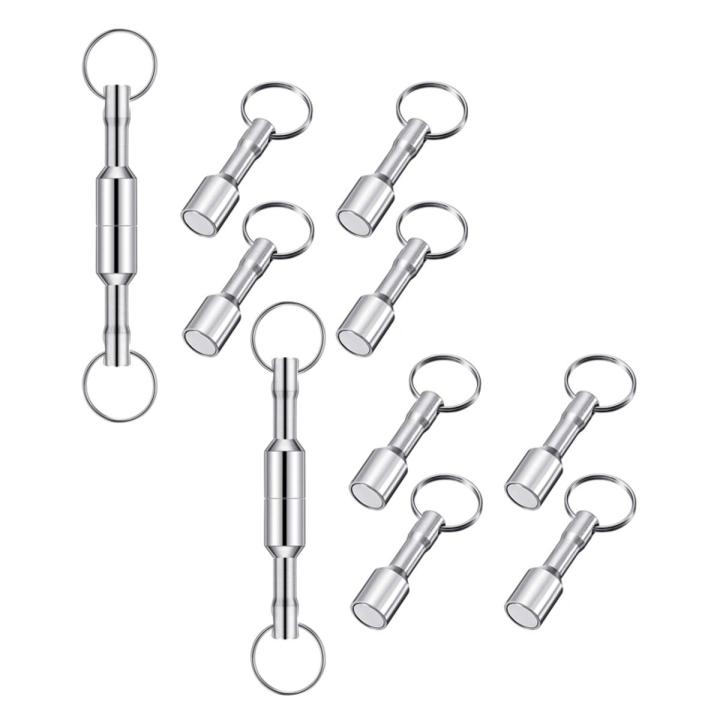 12 Pieces Metal Magnet Keychain Magnetic Keychain Pocket Keyring Magnet Holder with Split Ring Jewelry Test Magnet