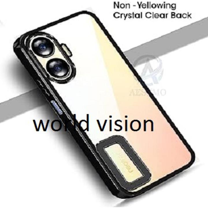 For Realme C55 Electroplated Logo View Back Case Cover Compatible For Realme C55 | Slim Shockproof | Super Soft TPU | Raised Edges | Anti-Shock | Anti-Yellow (Green)