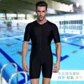 Swimming Suit Men's One-Piece Swimming Trunks Men's Short-Sleeved Sports College Student Training Sun Protection High-End plus Size Swimsuit.