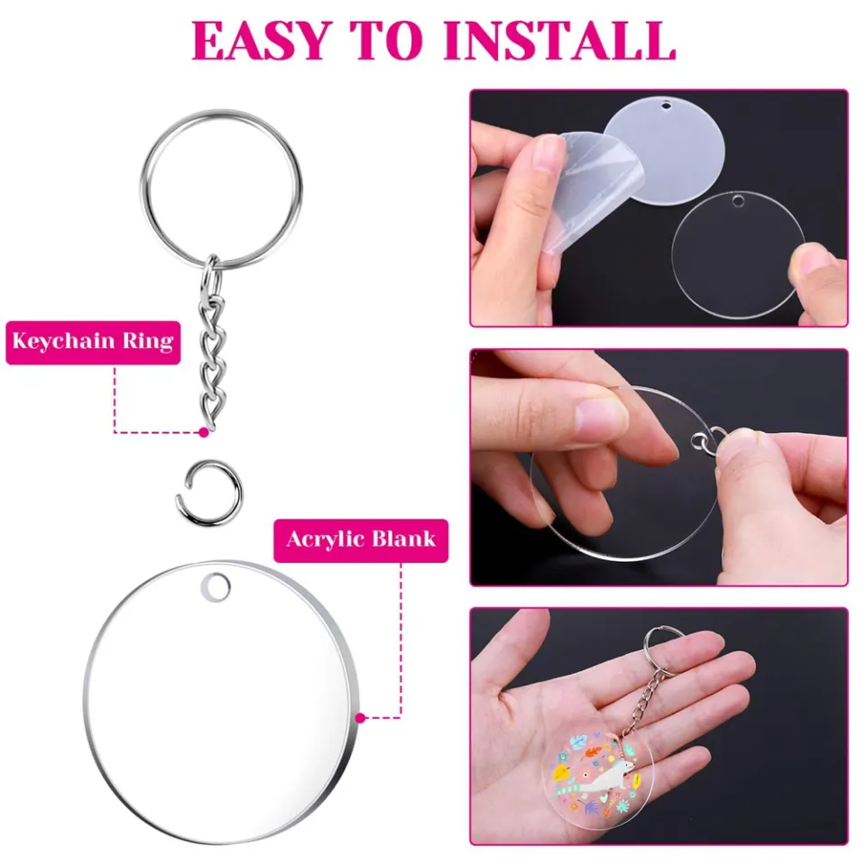 30pcs Clear Acrylic Keychains Kit Including Acrylic Blanks