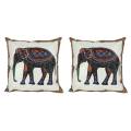 2X Indian Knitted Elephant Cotton Linen Throw Pillow Case Cushion Cover Decor. 