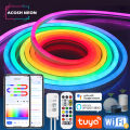 TUYA Neon LED Strip Lights 12-24V 84LEDs/M Silicone Neon Rope Light with Music Sync RGBIC Dreamcolor Chasing Strip Tape for Room. 