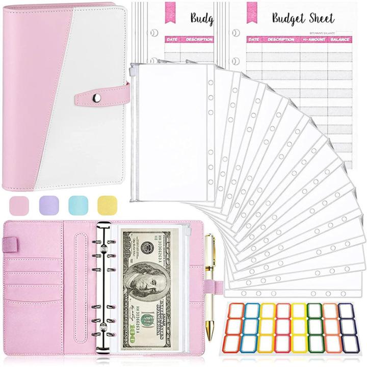 A6 Binder Money Organizer 26 Pieces Budget Binder with Cash Envelopes and Buget Sheets, Binder Money Budgeting Saving