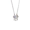 Cat's eye stone safety lock necklace for women, light luxury, retro niche design, gift to best friend and girlfriend, clavicle chain, cool style.