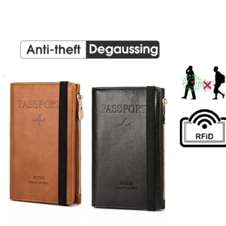Multifunction Passport Cover PU-Leather Fashionable Passport Bag Passport Holder Frosted PU Leather Travel Bag Wallet Ticket Holder Organizer Case with Zipper